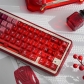 Red Flame Dragon Gradient 94+114 PBT Dye-subbed PC Crystal Semitransparent Backlit Cool Keycaps Set Screen Printing for Cherry MX Keyboard